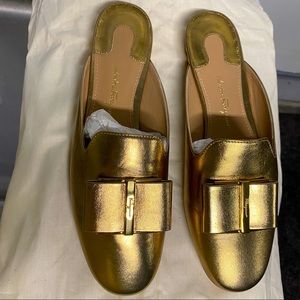 Salvatore Ferragamo Gold Mules
